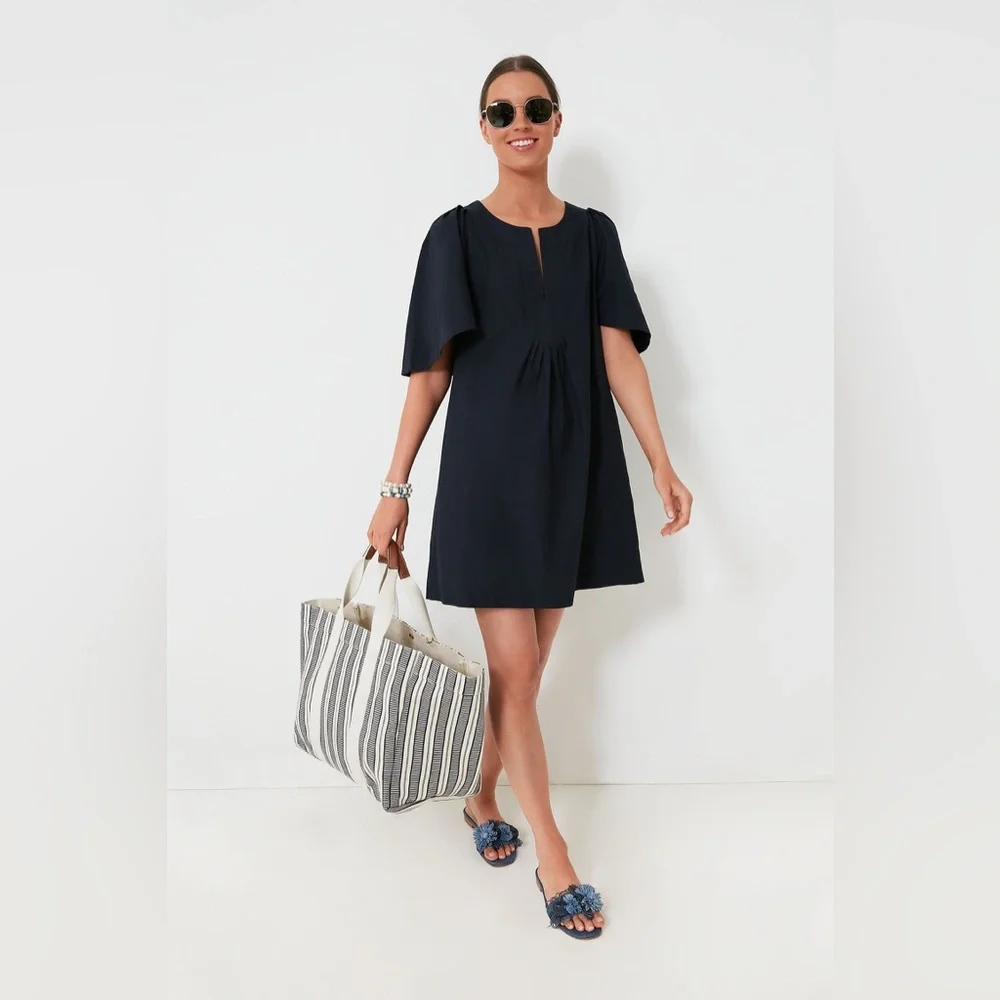 Tuckernuck Pomander Place Deep Navy Finley Flutter Sleeve Dress - Picture 2 of 8